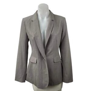DKNY Women's Gray Long Sleeve Notch Lapel Pocket Blazer Coat Suit Jacket Size 2